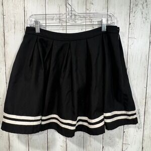 Hot Topic Women's Black Skater Skirt White Stripe Pleated Mini Size L